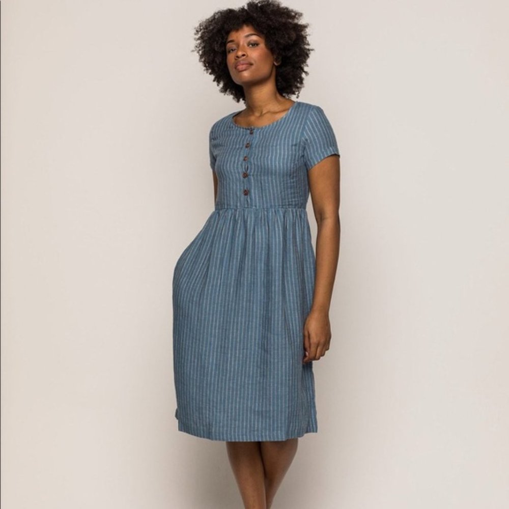 Pyne & Smith Blue Linen Dress